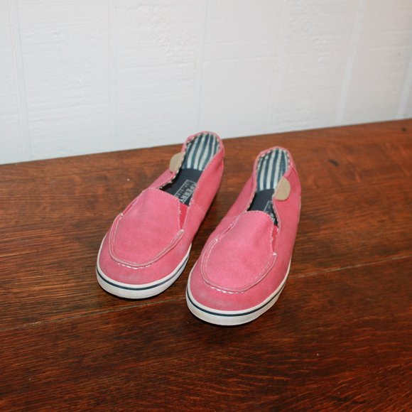 LIMITED SALE Kids Sperry Top Sider Pink w/ Blue and White Stripe Inside Size 2M - Picture 1 of 8